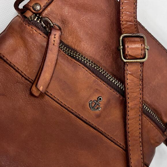 Harbour 2nd Taliza Crossbody Leather Bag Cognac Brown Rustic Washed Cowhide Boho - Picture 6 of 12